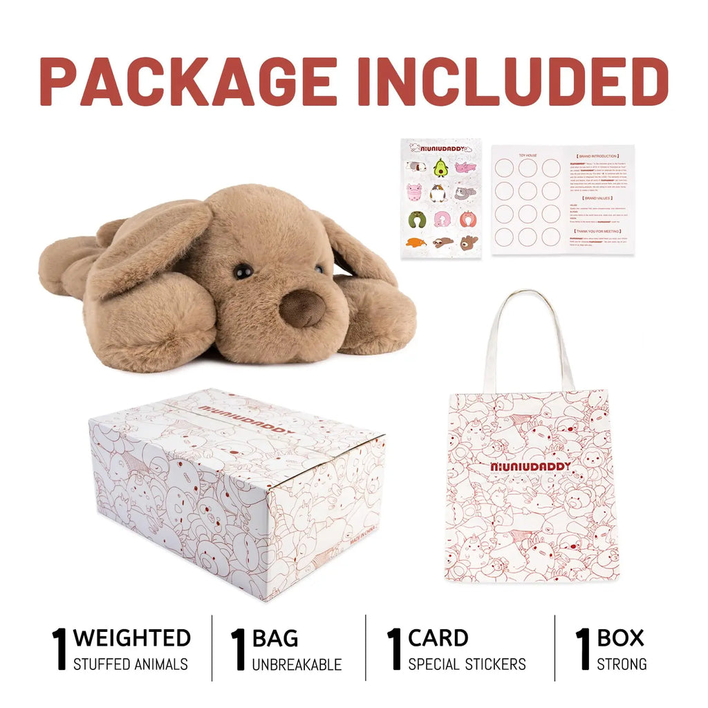 Weighted stuffed dog for child anxiety.