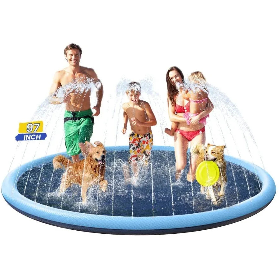 97inch Dog Splash Pad Non-Slip Extra Large Pet Dogs Cool Sprinkler Pool Heavy Duty XXL Splash Pads