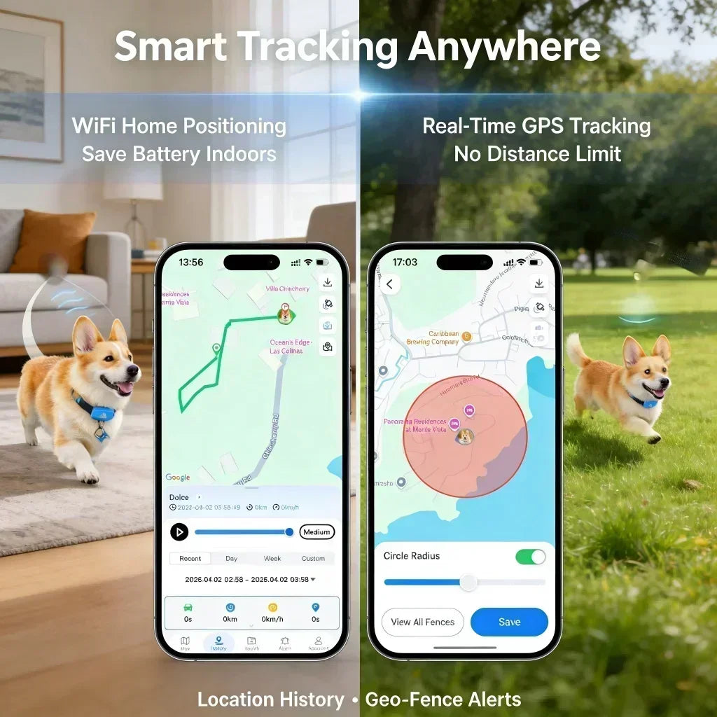 GPS Pet Tracker 4G for Dogs & Cats Built-in SIM with Real-Time Tracking,