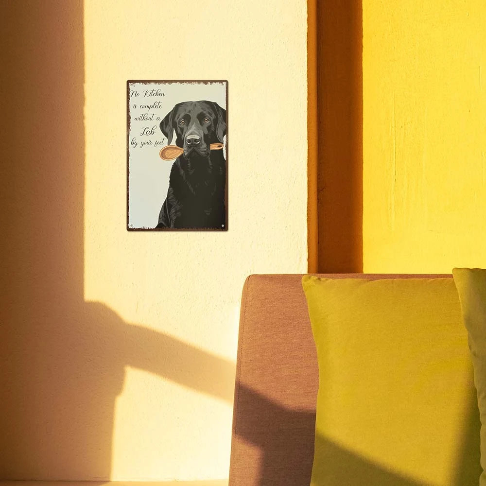 1pc Black Dog Metal Sign, Wall ART