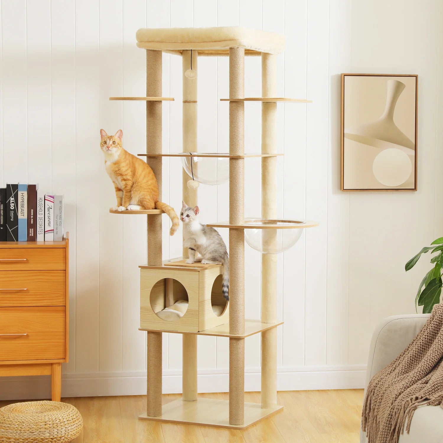 Multi-Level Cat Tree for Indoor Wood  Scretching post/Hammock