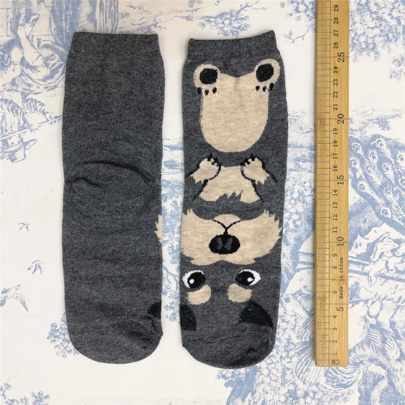 1Pair Adult Crew Cotton Socks with Dog pattern