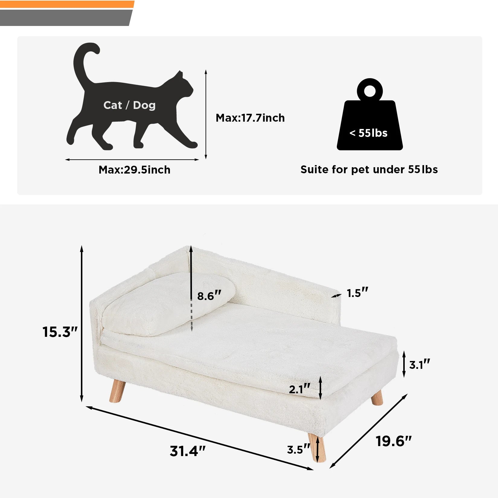Elevated Pet SOFA Nordic Pet Stool with Wooden Legs