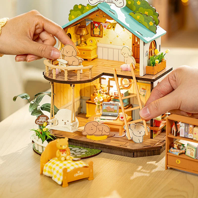 Robotime DIY Puppy's Cozy House Miniature Kits for Kids