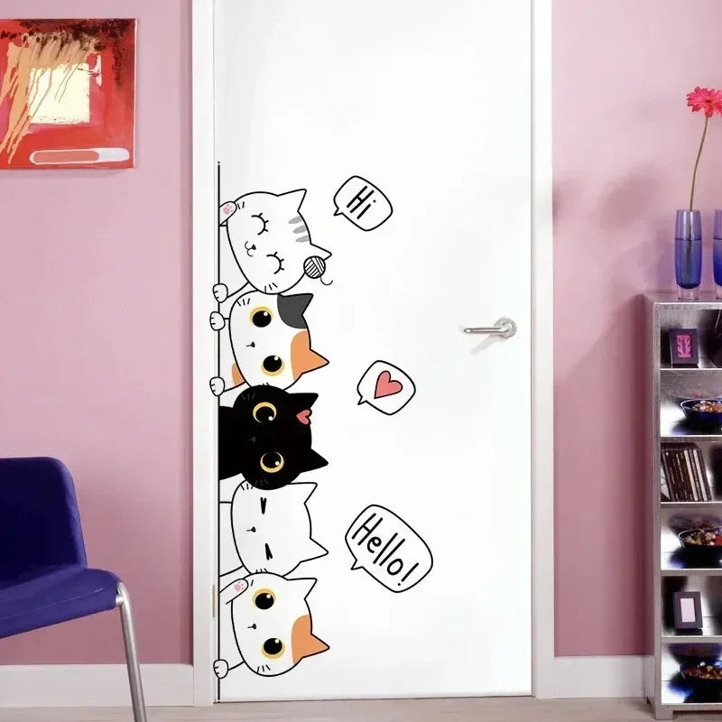 1pc Kitten Door/wall Sticker Decoration