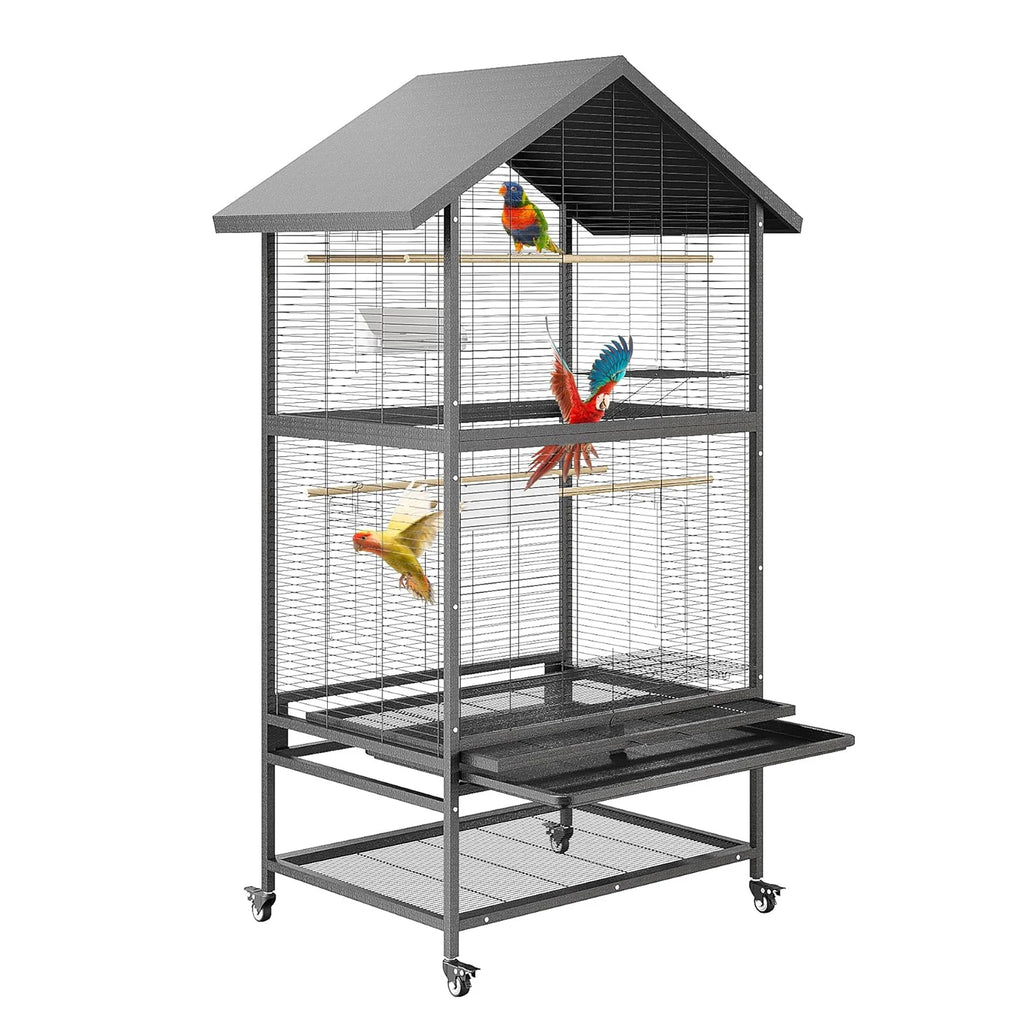 Steel Parrot Cage - Large Aviary with Casters Removable