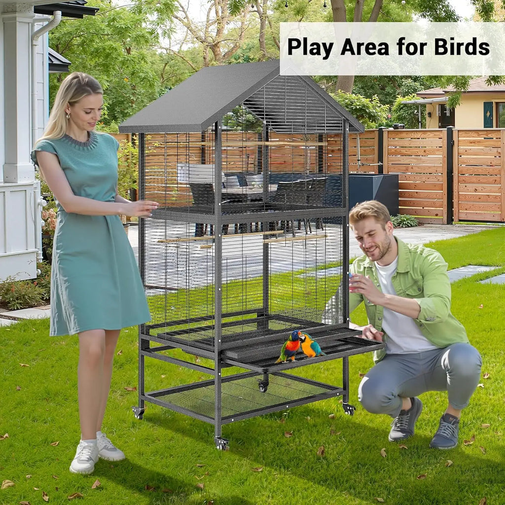 Steel Parrot Cage - Large Aviary with Casters Removable
