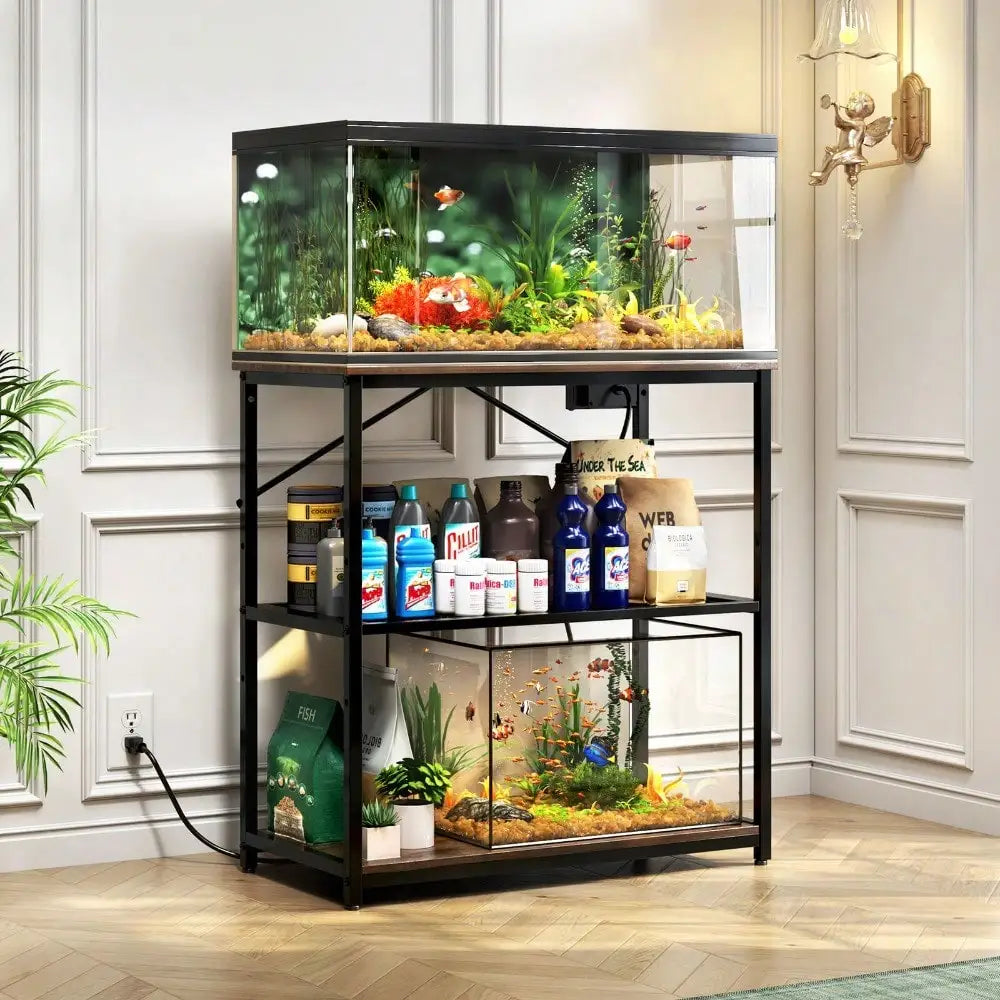 Aquarium Stand + Charging Station for up to 30 gal Fish Tank