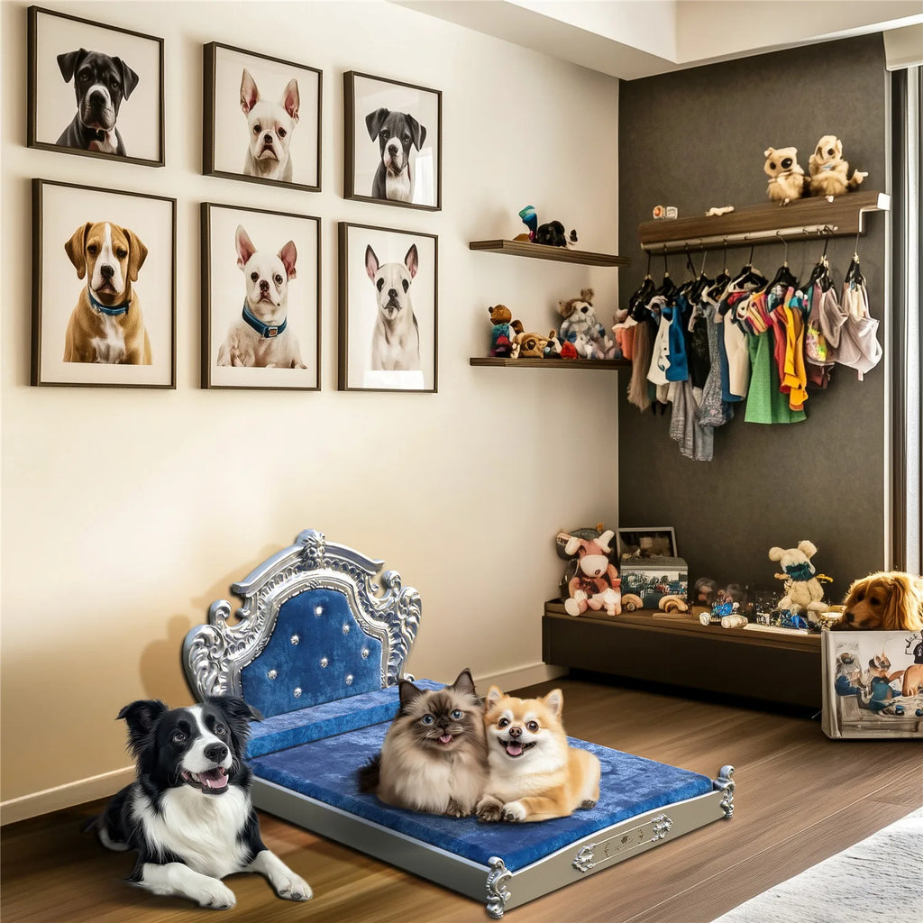 Noble Pet Luxury Bed with Headboard, Dutch Velvet