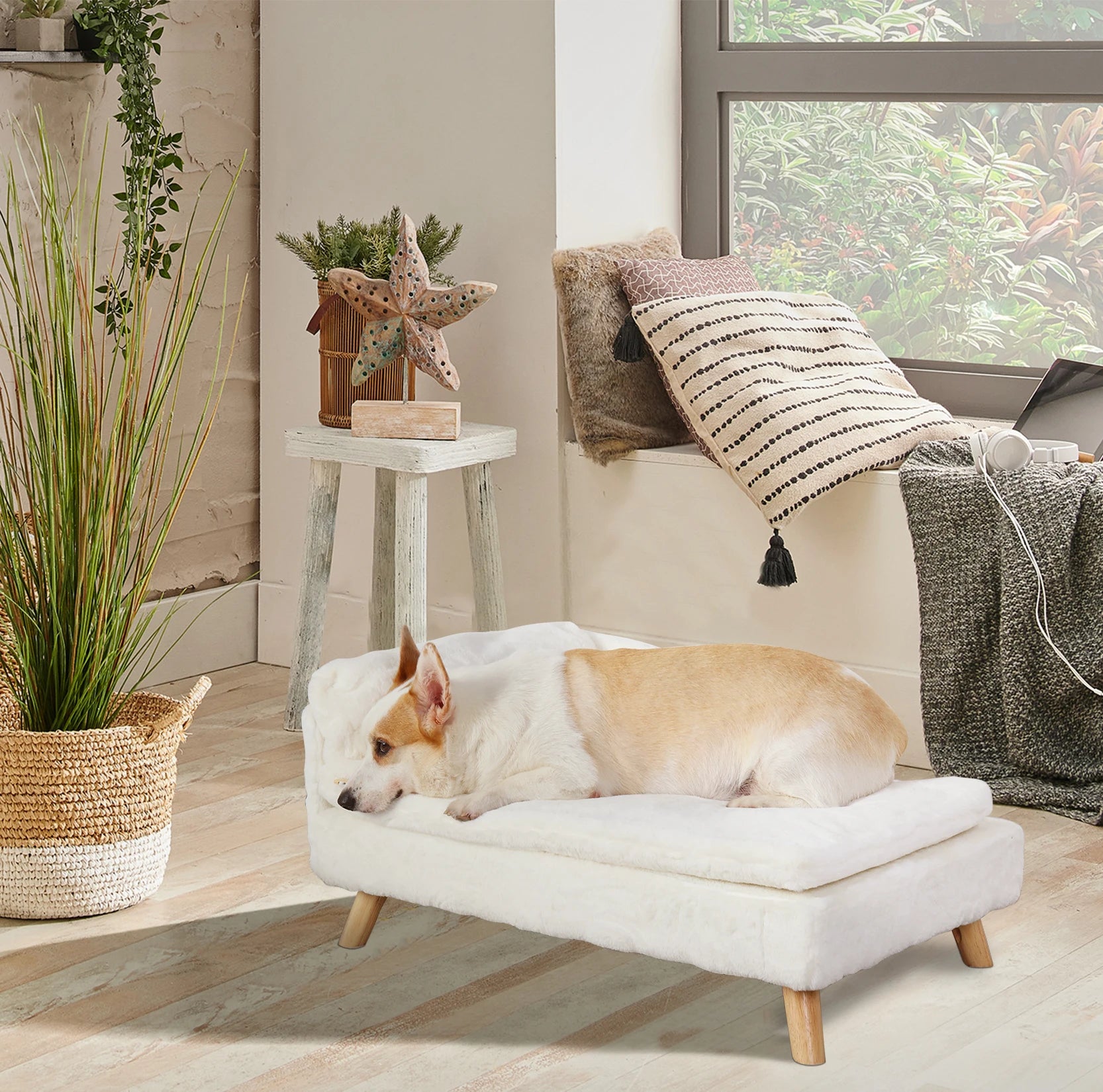 Elevated Pet SOFA Nordic Pet Stool with Wooden Legs