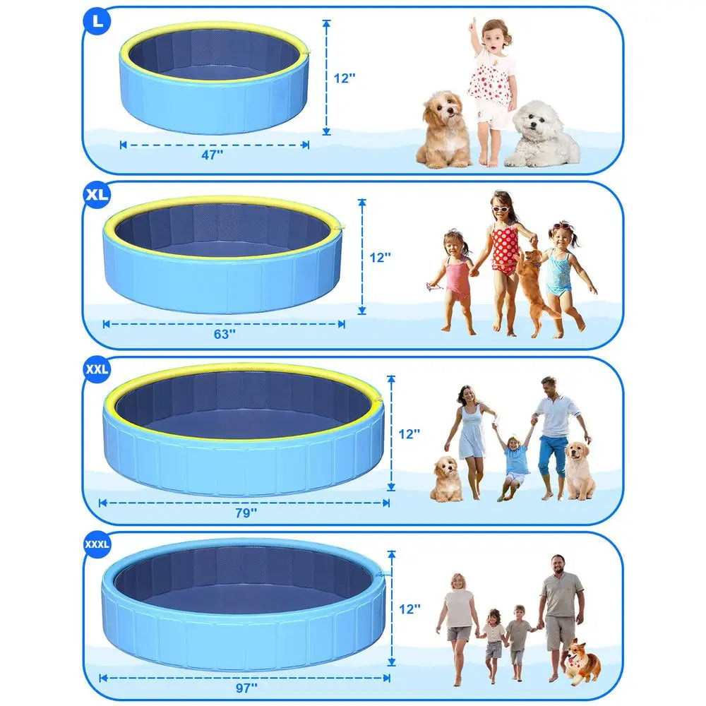 47 Thicken Small Dog Pool,NonSlip Kiddie Kids Pool Hard Plastic,2in1 Foldable Sprinkler Puppy Pools,Portable Pet Pools for Summe