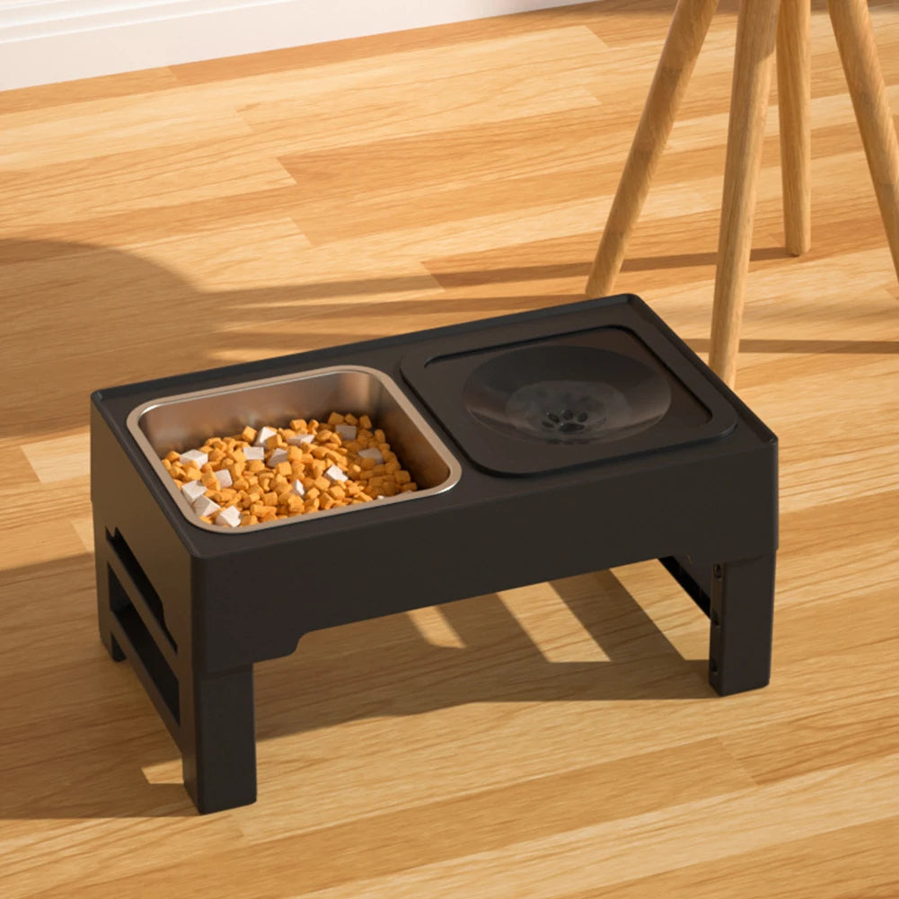 Elevated Dog Food Slow Feeder 4 Adjustable Heights with Bowls