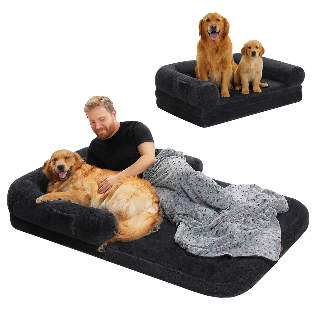 Foldable Dog Bed, Plush Pet Couch