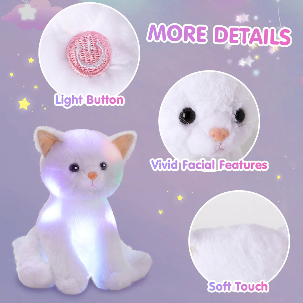 Glowing Musical White Cat Plush Toy
