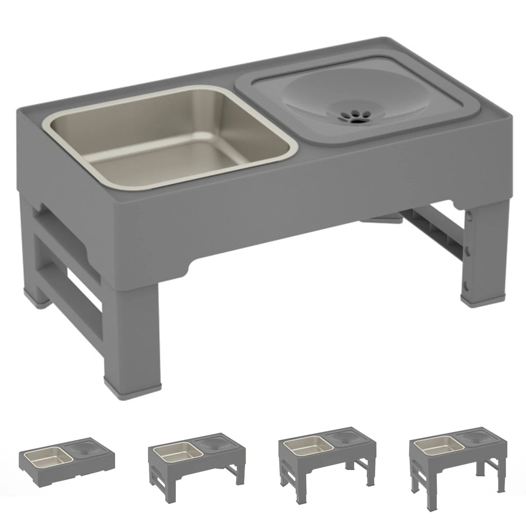 Elevated Dog Food Slow Feeder 4 Adjustable Heights with Bowls