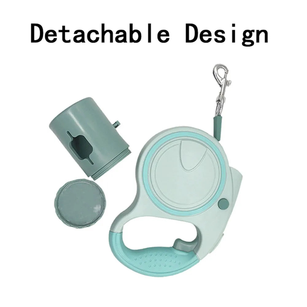 Dog Leash With Led Light and Garbage Bag Retractable Nylon 5M