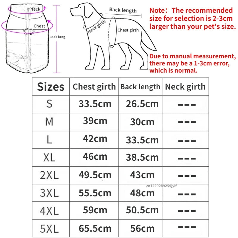 Waterproof Warm Dog Clothes Pet Coat Zipper Vest