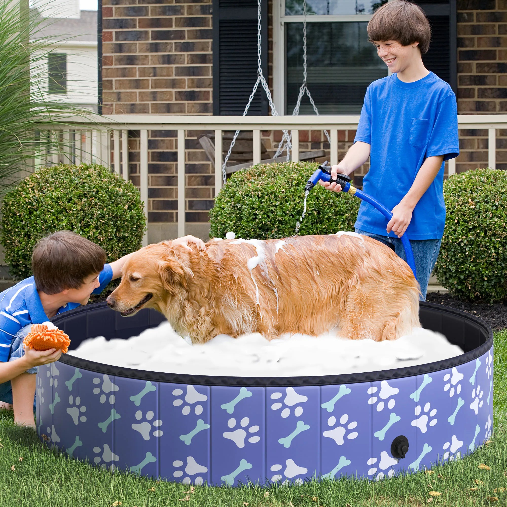 Foldable Pet Swimming Pool Easy To Store Portable Bathing Tub Plastic Durable Anti Slip Large Dog Outdoor pool