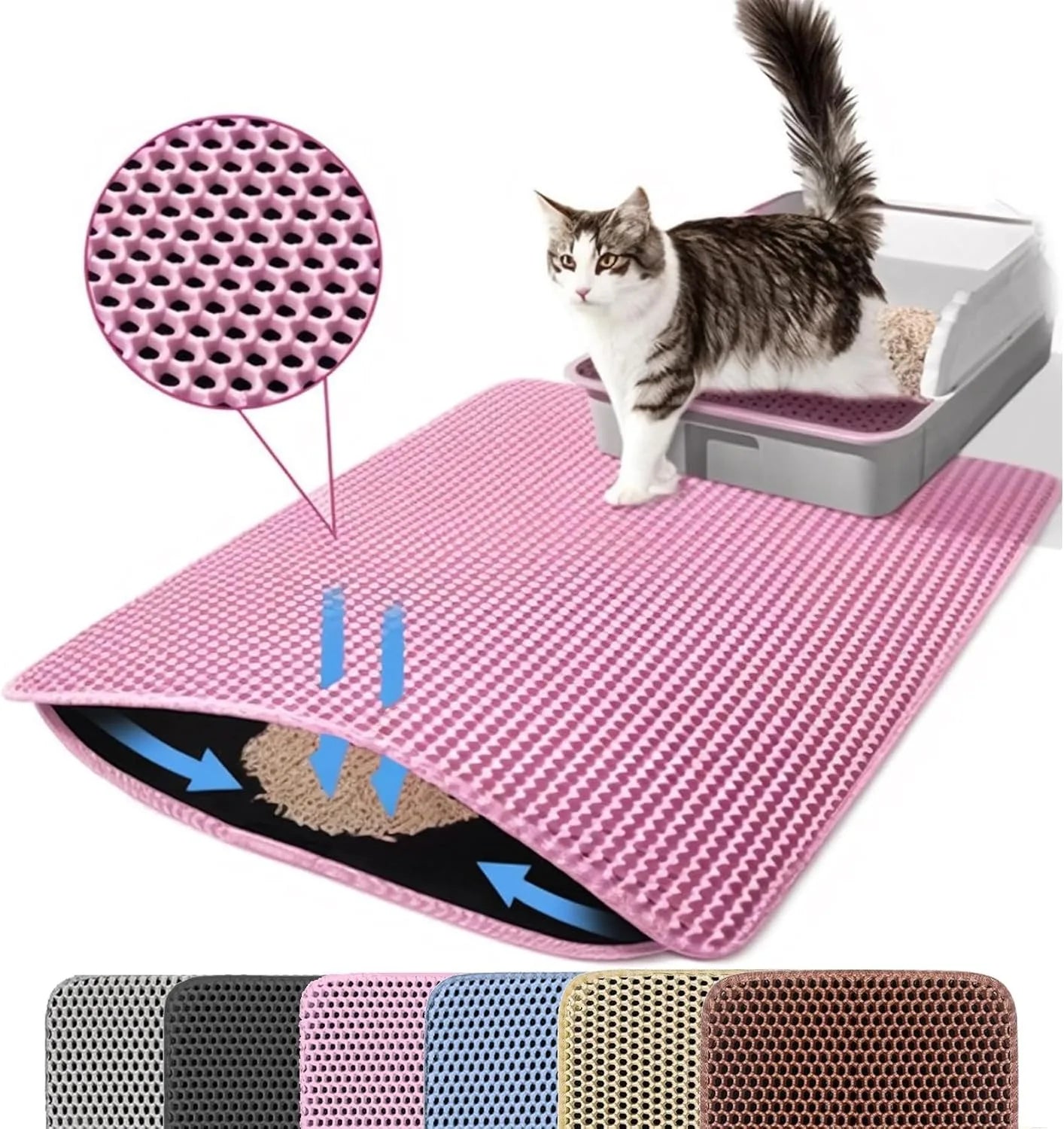 1Pc Large Size Cat Litter Mat-Double Layer
