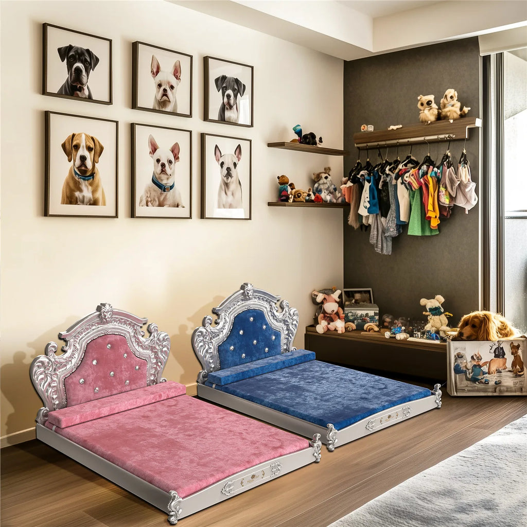 Noble Pet Luxury Bed with Headboard, Dutch Velvet