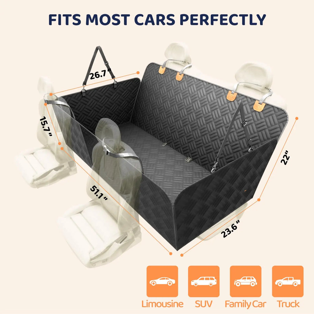 Car Rear Seat Dog Seat Cover, Hard Bottom Rear Seat Extended