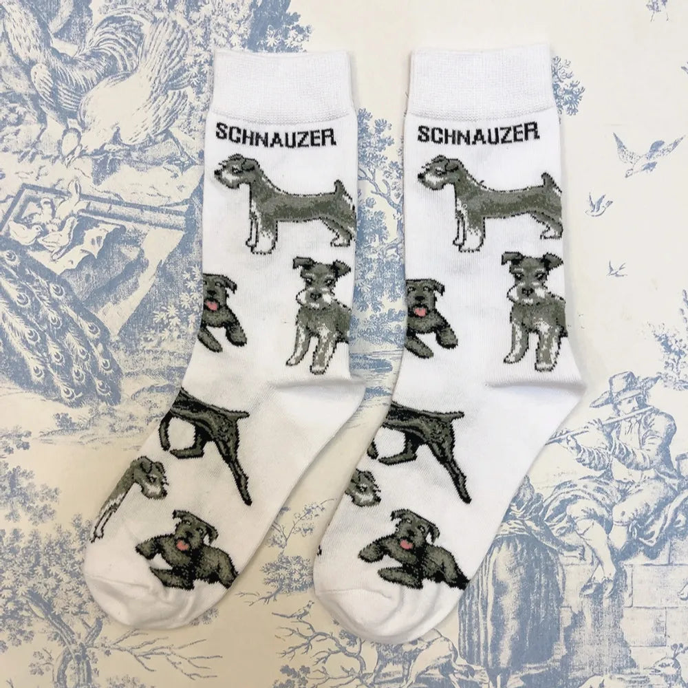 1Pair Adult Crew Cotton Socks with Dog pattern