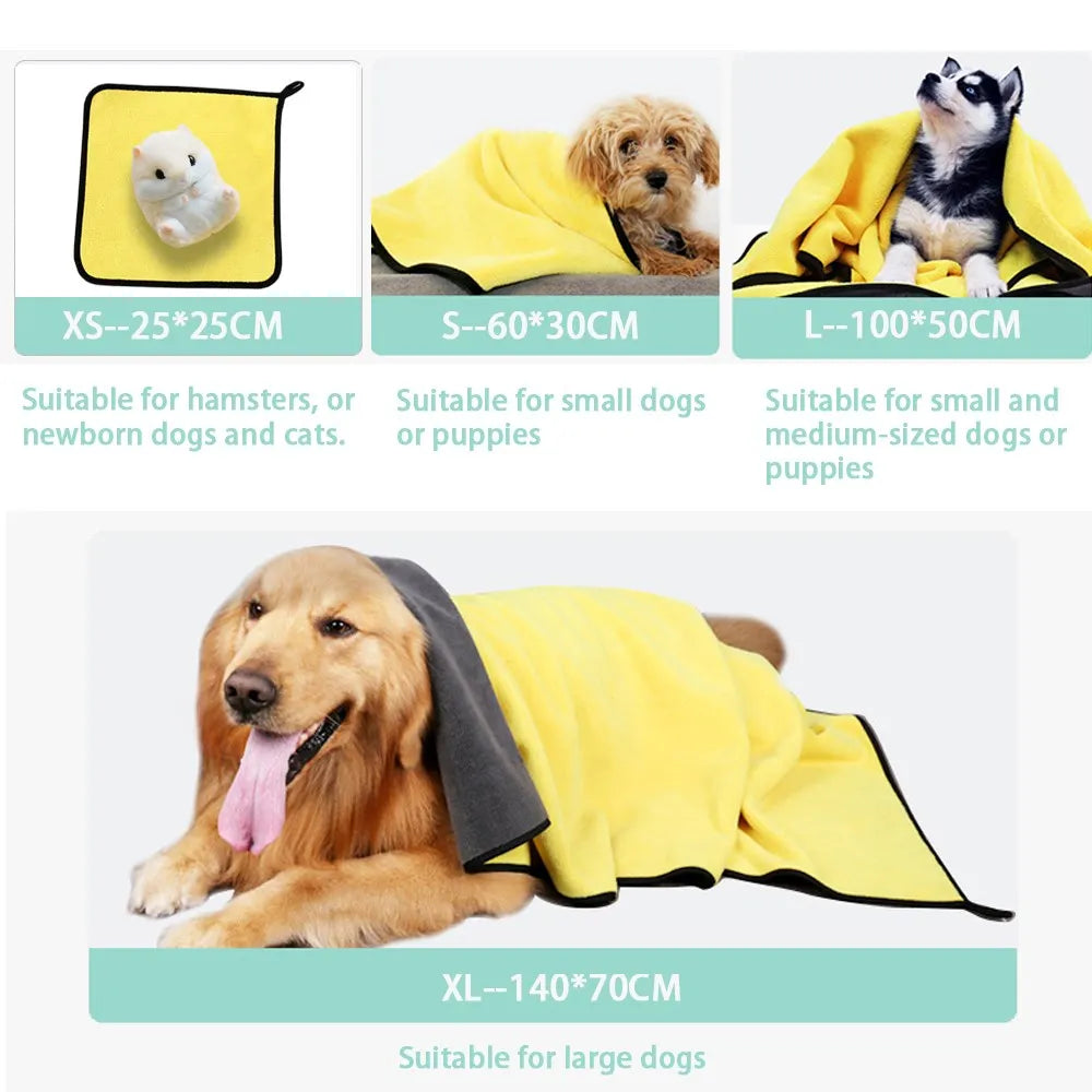 Quick Drying Dog And Cat Towels Soft Absorbent Fiber