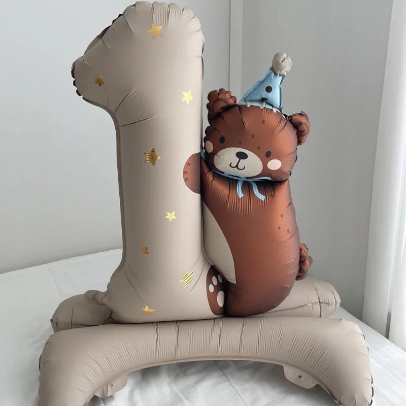 1PC Bear One Year Old Standing Balloon