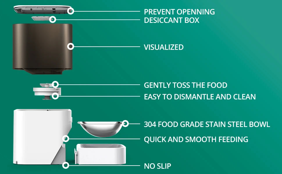 Auto Cat/Dog Feeder, APP Control Lockable 30s Voice 
,