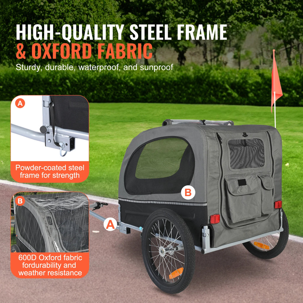 88 lbs Dog Bike Trailer Pet Cart Bicycle with Flag.