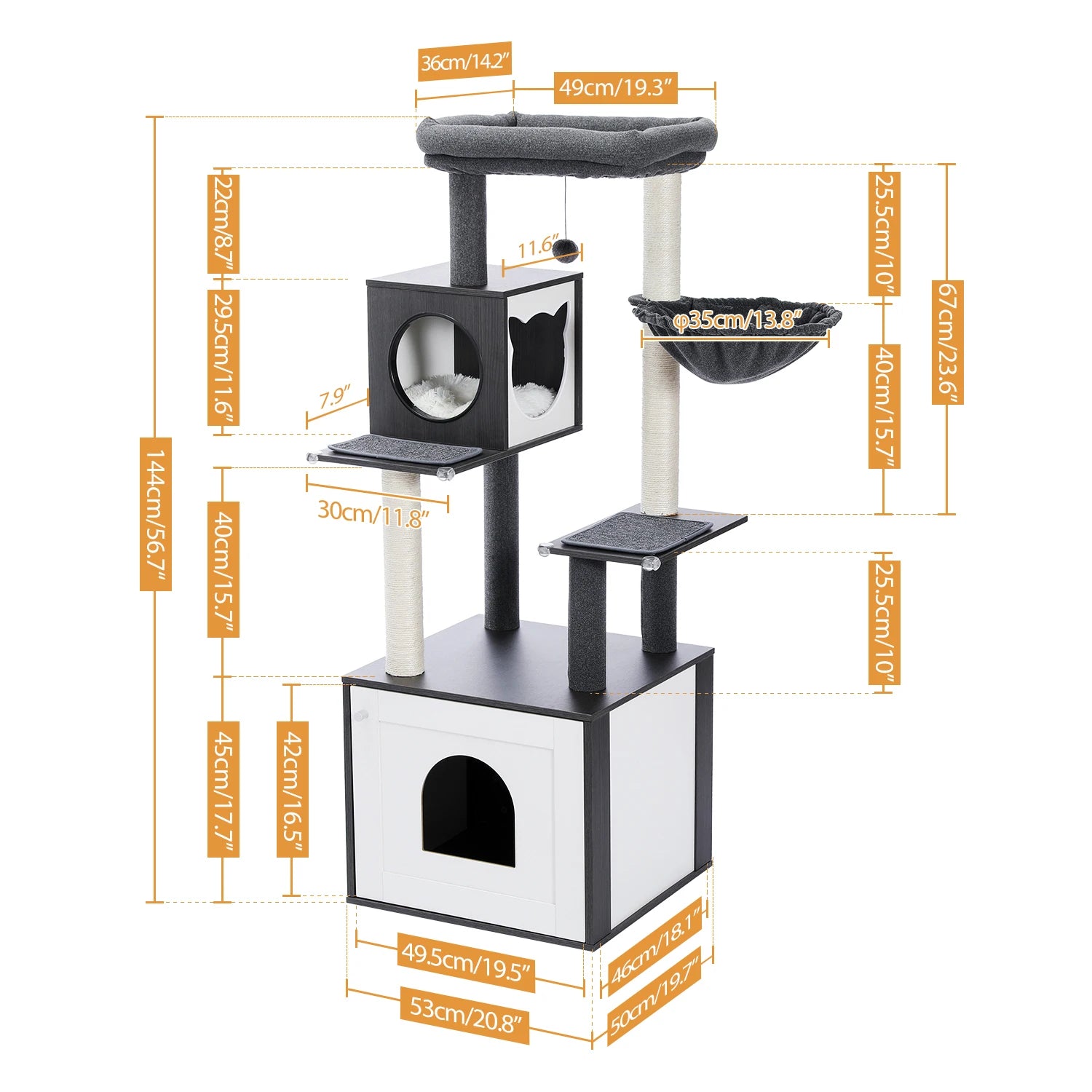 Multi-Level Cat Tree for Indoor Wood  Scretching post/Hammock