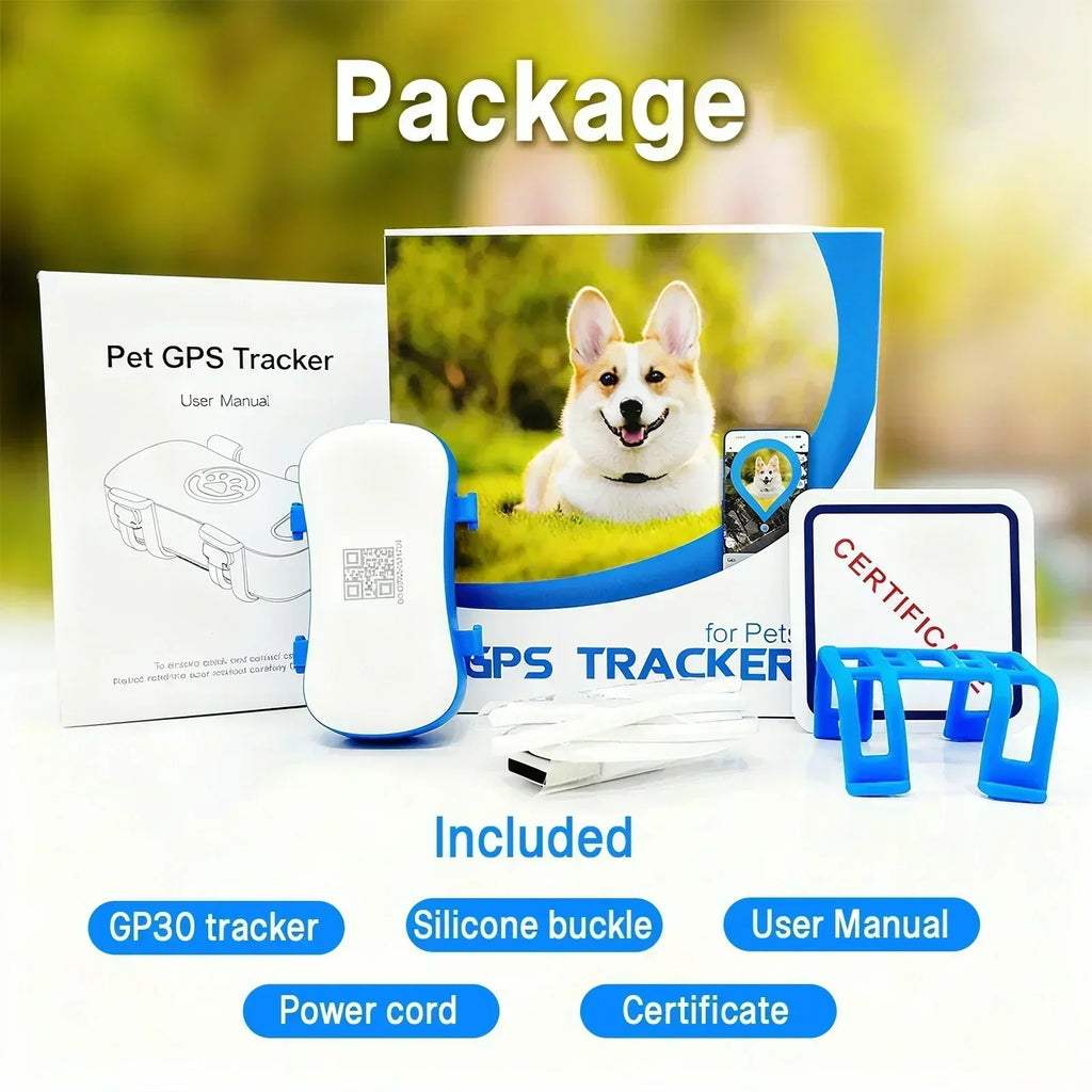 GPS Pet Tracker 4G for Dogs & Cats Built-in SIM with Real-Time Tracking,