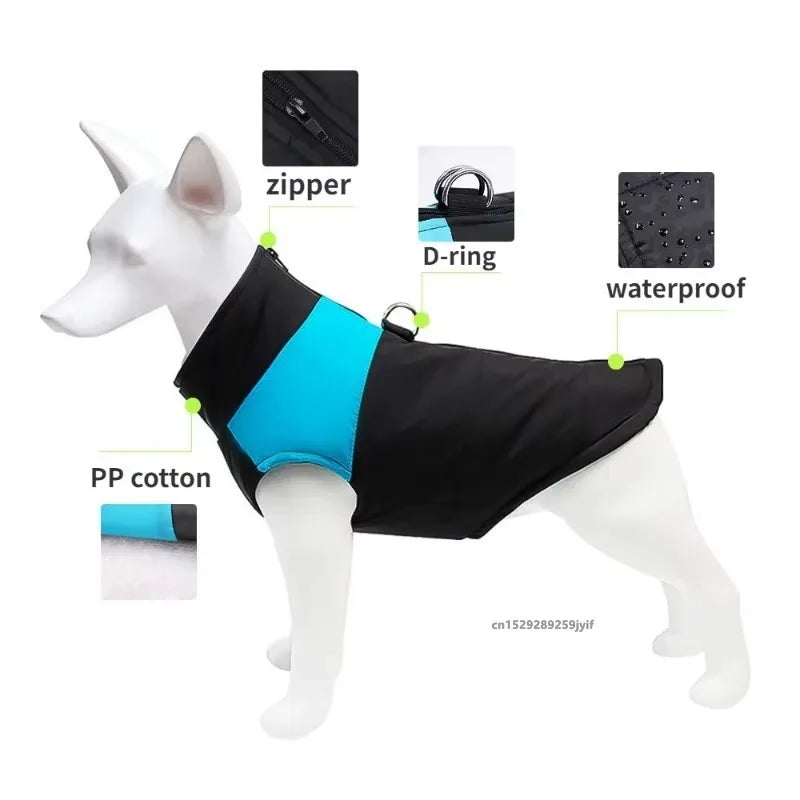 Waterproof Warm Dog Clothes Pet Coat Zipper Vest