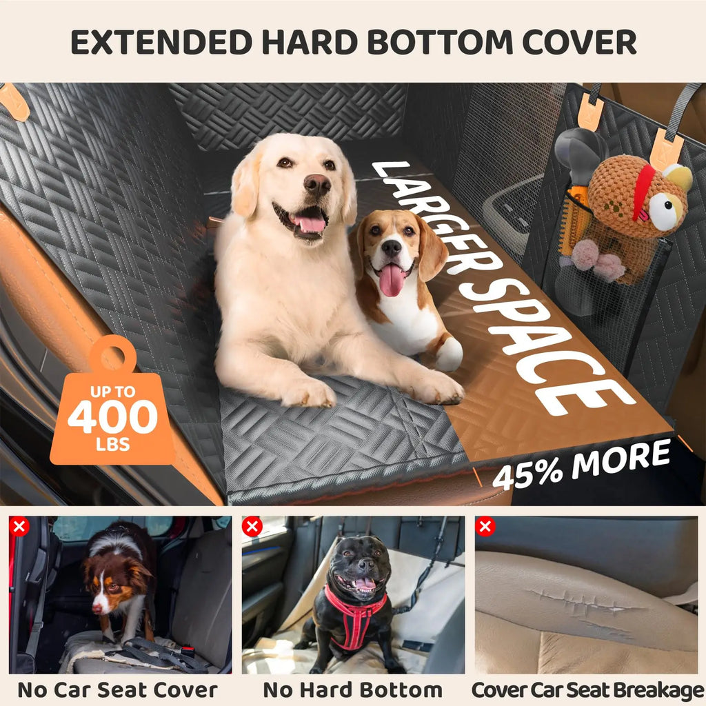 Car Rear Seat Dog Seat Cover, Hard Bottom Rear Seat Extended