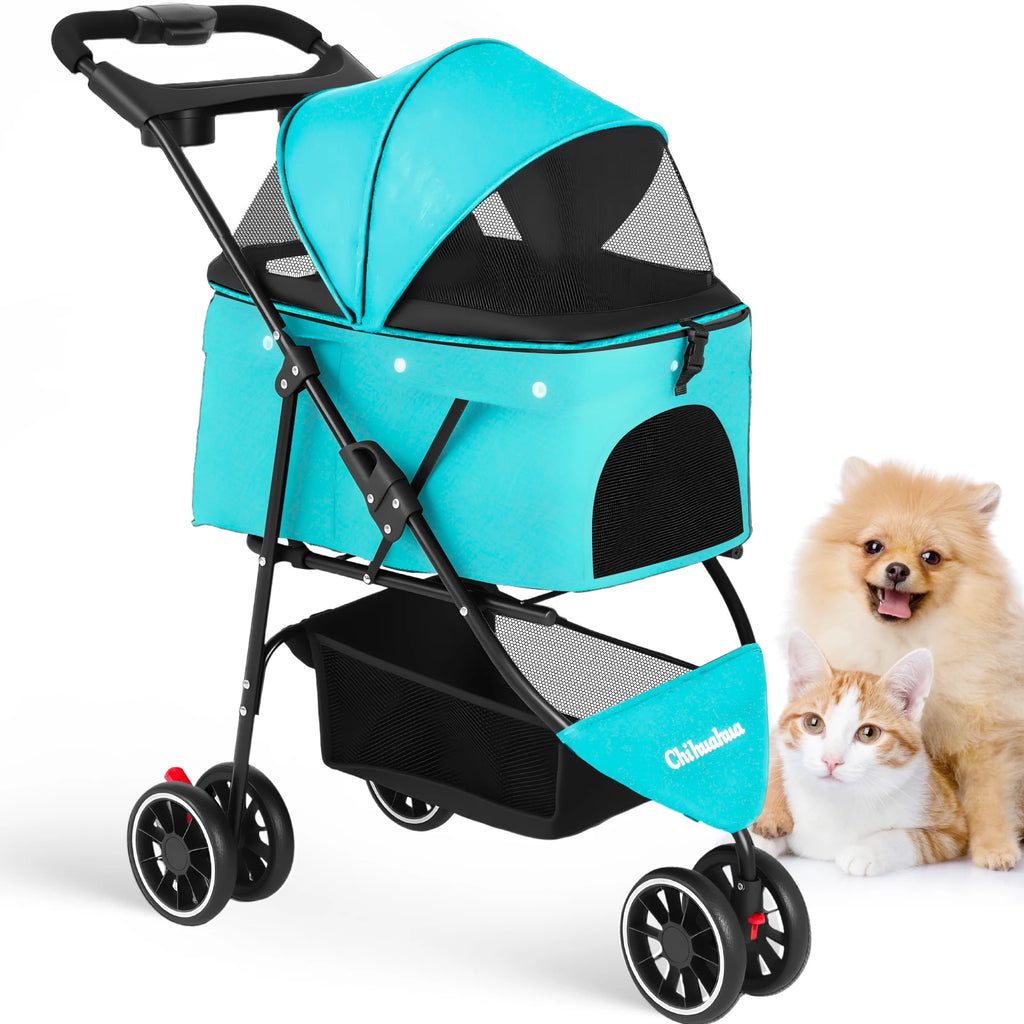 Pet Stroller For Small Puppy Dogs & Cats Foldable
