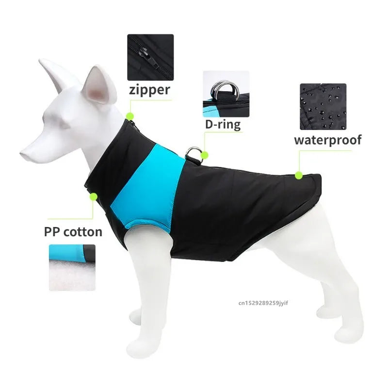 Waterproof Warm Dog Clothes Pet Coat Zipper Vest