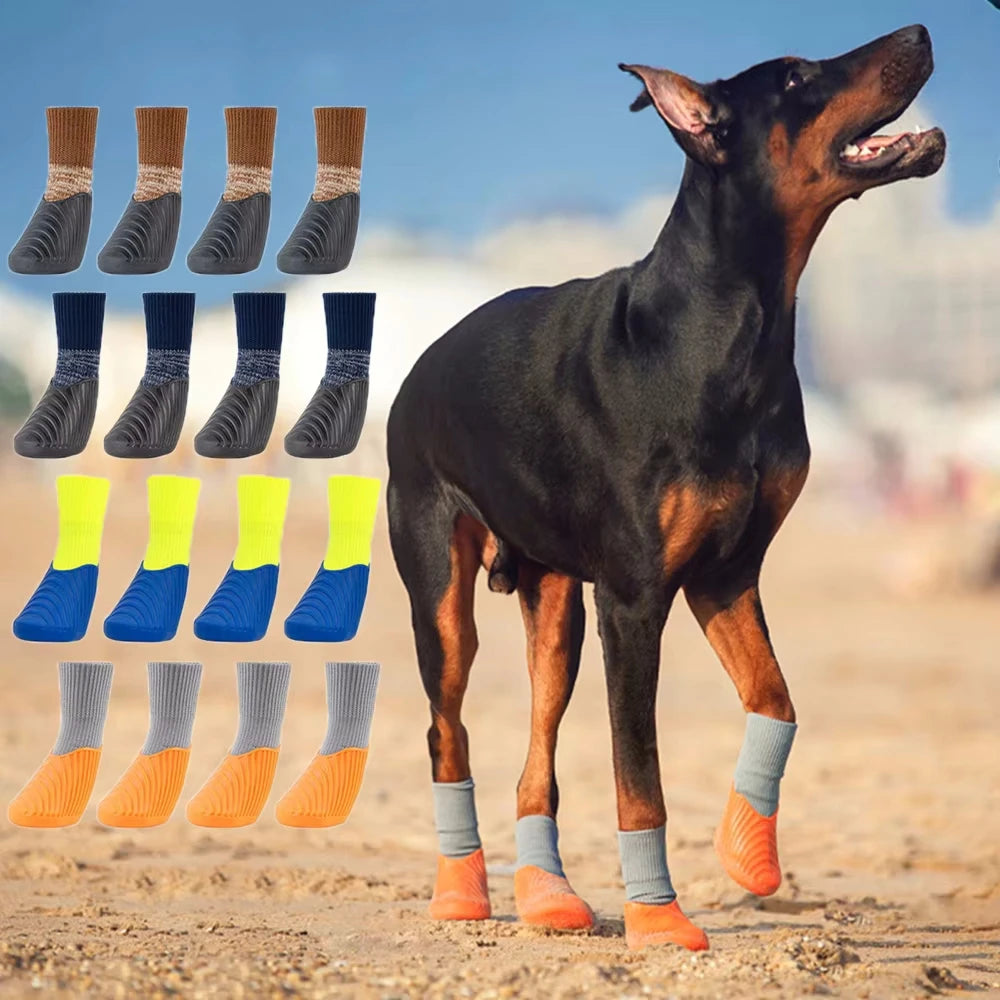 4Pcs Outdoor Pet Dog Boots, Anti-slip