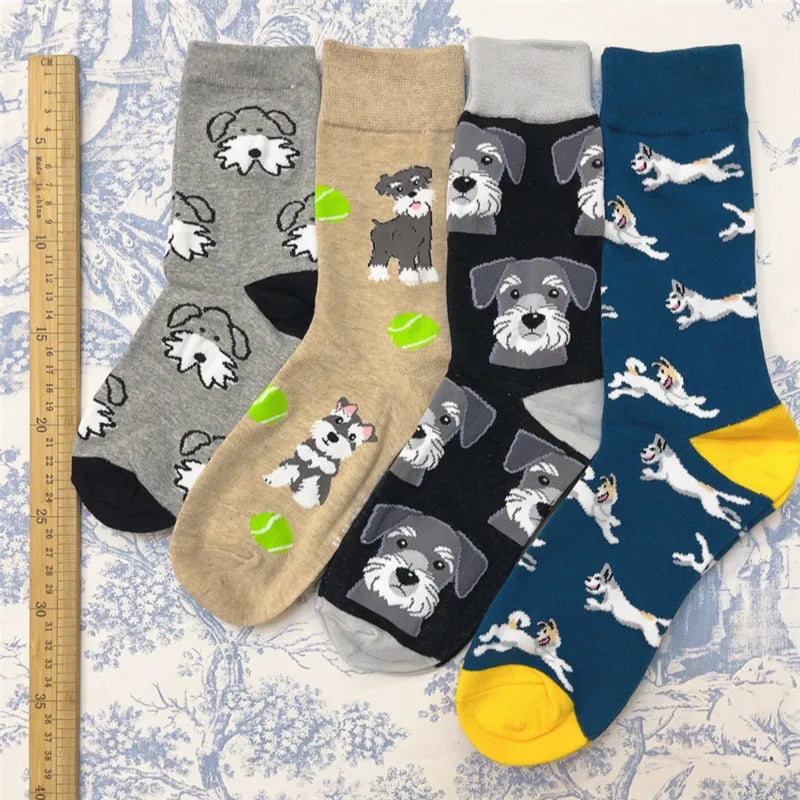1Pair Adult Crew Cotton Socks with Dog pattern
