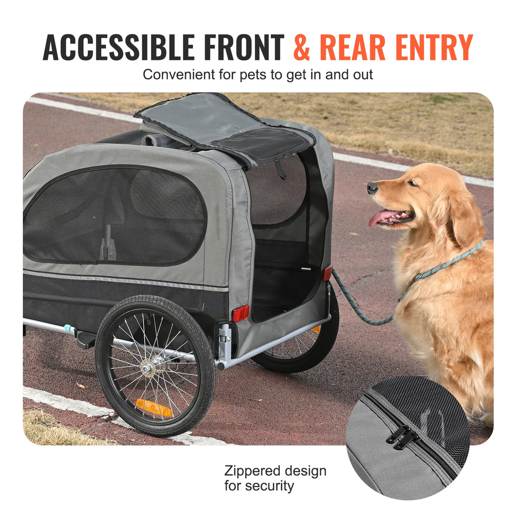 88 lbs Dog Bike Trailer Pet Cart Bicycle with Flag.