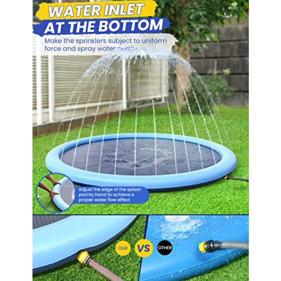 97inch Dog Splash Pad Non-Slip Extra Large Pet Dogs Cool Sprinkler Pool Heavy Duty XXL Splash Pads
