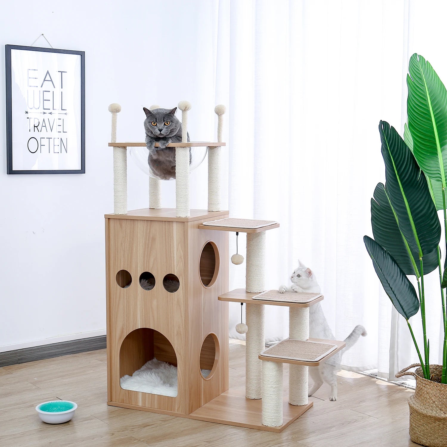 Multi-Level Cat Tree for Indoor Wood  Scretching post/Hammock