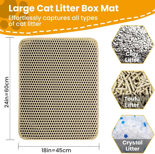 1Pc Large Size Cat Litter Mat-Double Layer