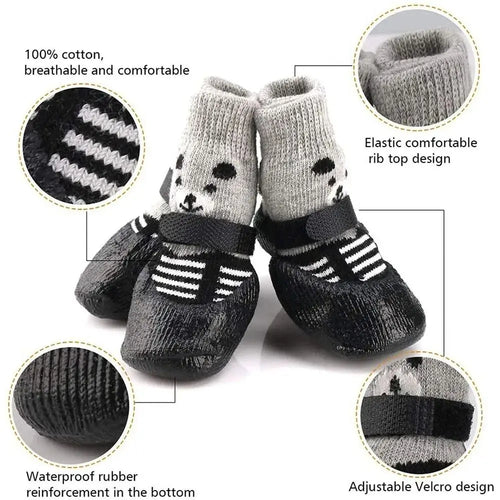 2 Pair Pet Dog Shoes Socks Waterproof  Non-slip