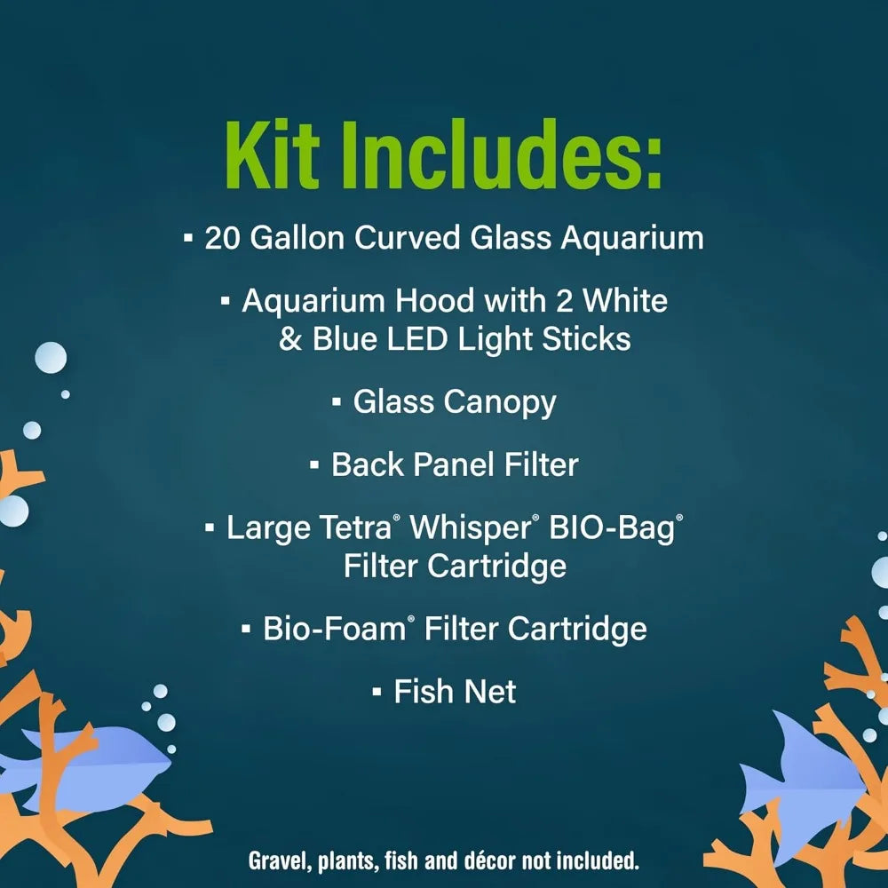 20 Gallon Glass Aquarium Kit with LED Lighting