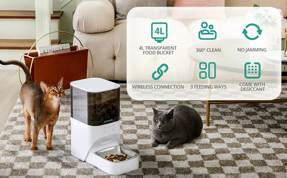 Auto Cat/Dog Feeder, APP Control Lockable 30s Voice 
,