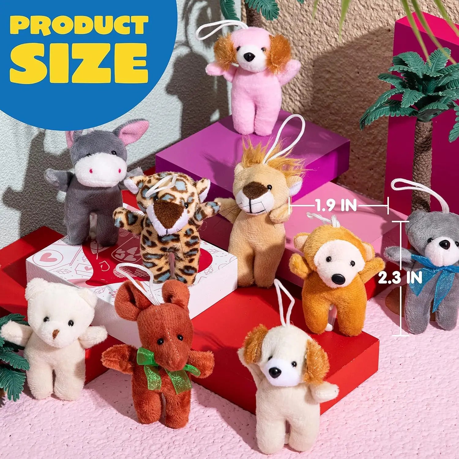 24 Pcs Mini Animal Plush 3" Stuffed Animal Bulk Favors,