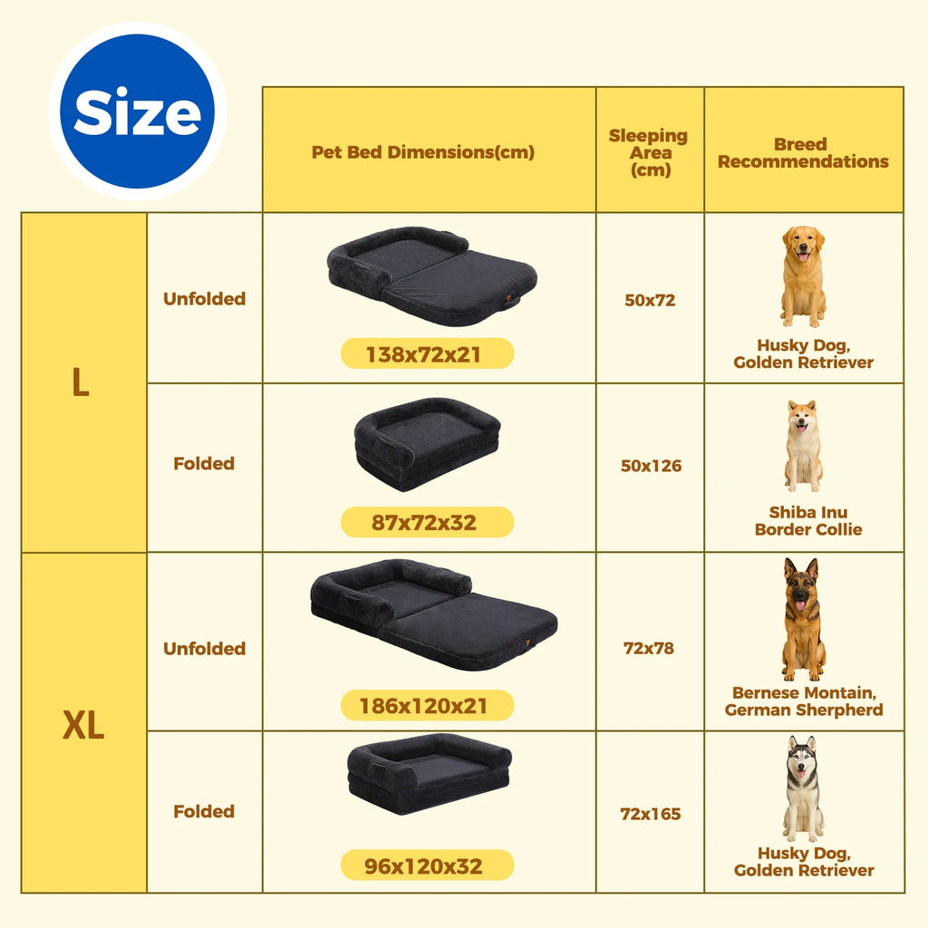 Foldable Dog Bed, Plush Pet Couch