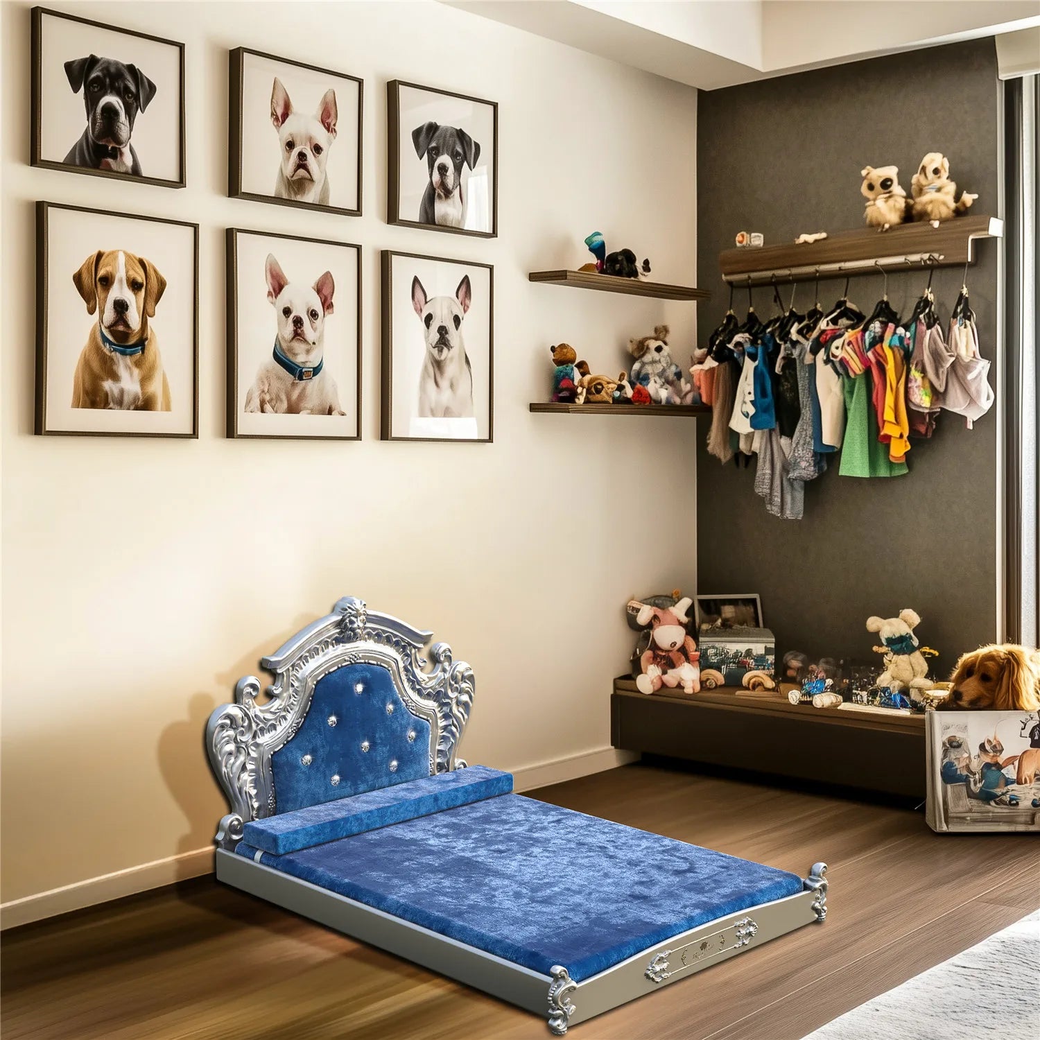 Noble Pet Luxury Bed with Headboard, Dutch Velvet