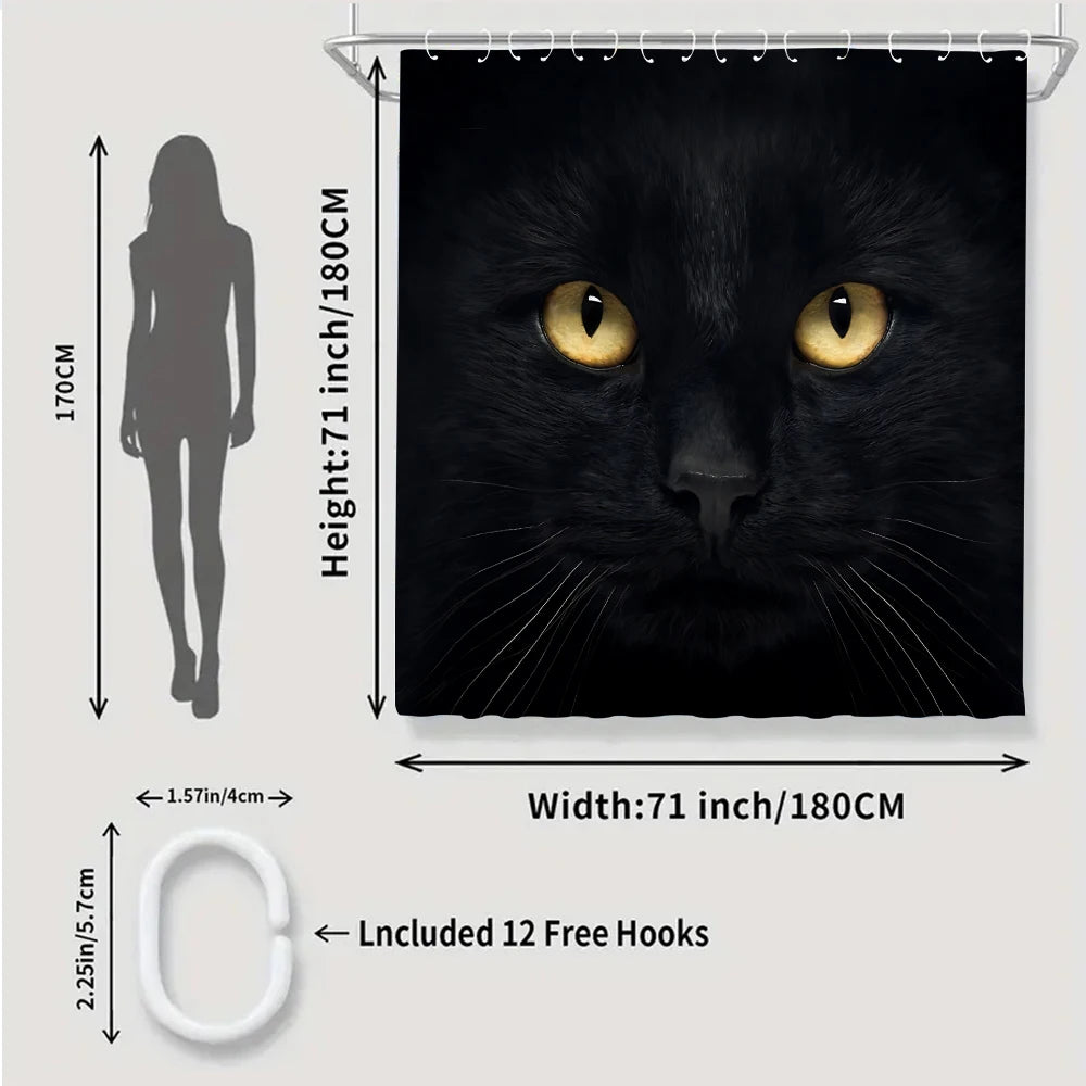 4pc Black Cat shower curtain set