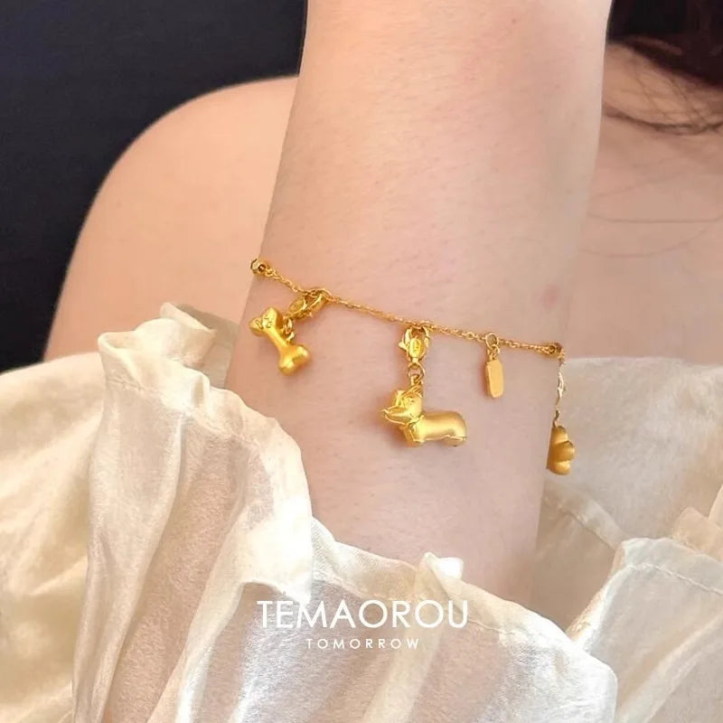 Dachshund Puppy Dog Bone Pendant Bracelet